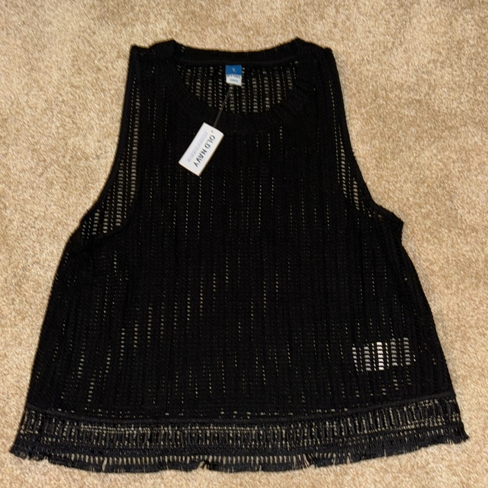 Black women’s mesh sleeveless top.